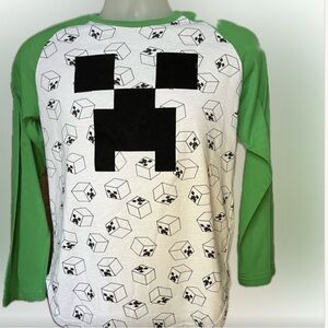 NWOT Minecraft Creeper Raglan Shirt - Kids XXL